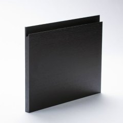 Grebsfri, eg kvartskåret finér, sort lak