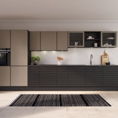 PerfectSense Stone Grey laminat PM727, Eg sort lak. Profil L11. Eg Sort lak. Profil massiv S-line.