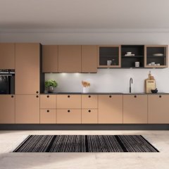 Walnut linoleum 4003, eg sort lak. Profil C-line