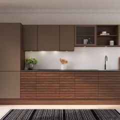 Eg mokka lak. Profil massiv S-line. Earth laminat 5345, Eg mokka lak. Profil L11.