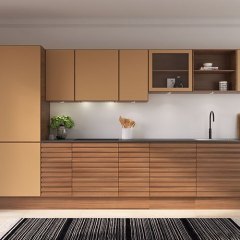 Valnød klar lak. Profil massiv S-line. Leather linoleum 4002, valnød klar lak. Profil L11.